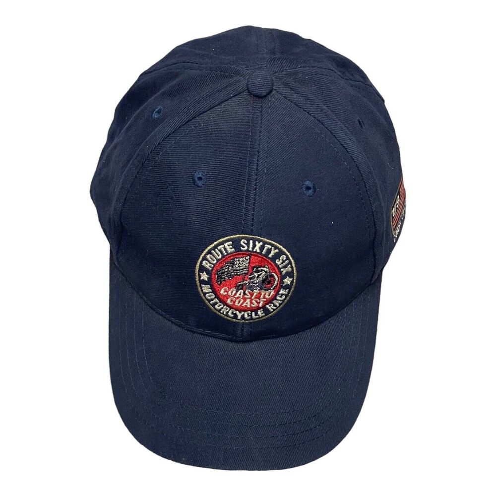 Embroidered Highway Route 66 Cap Blue Hat Adjustable Hook Loop Adults - Picture 9 of 10